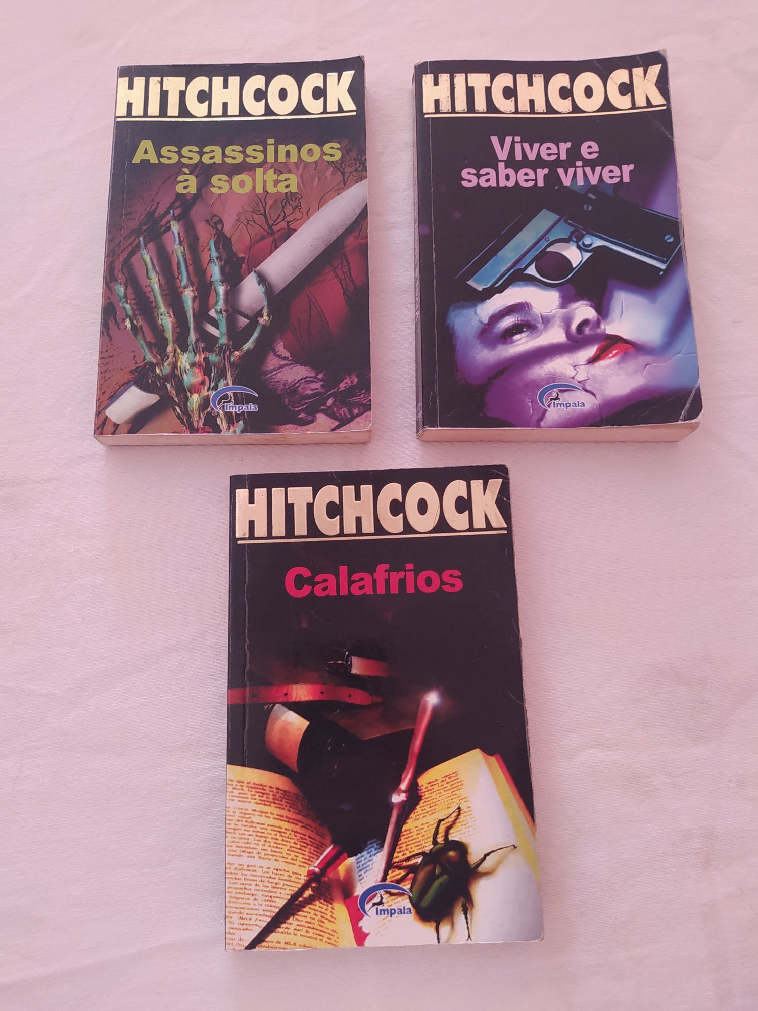 Livros. Hitchcock. Calofrios. Assassino à solta. Viver e saber viver.