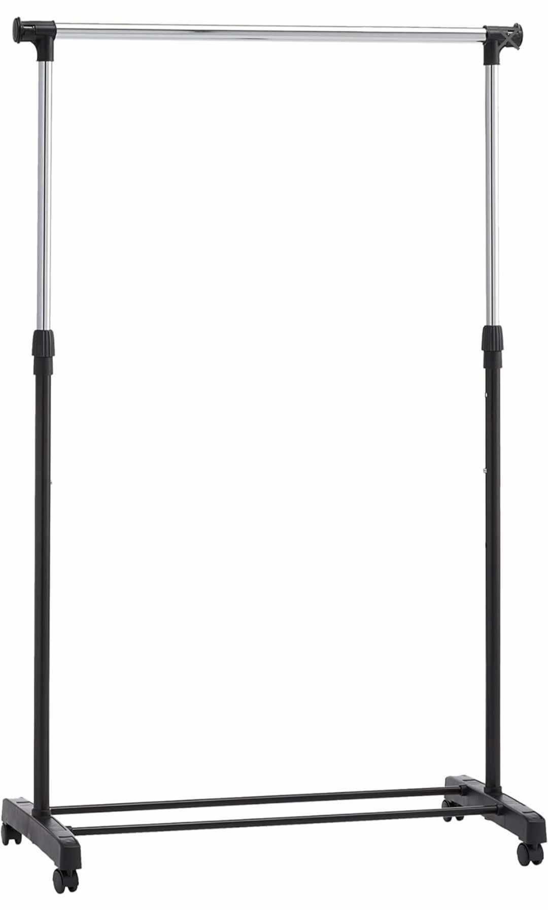 Amazon Basics Wieszak na ubrania z kółkami chrom 91,5-145x42x134-161cm
