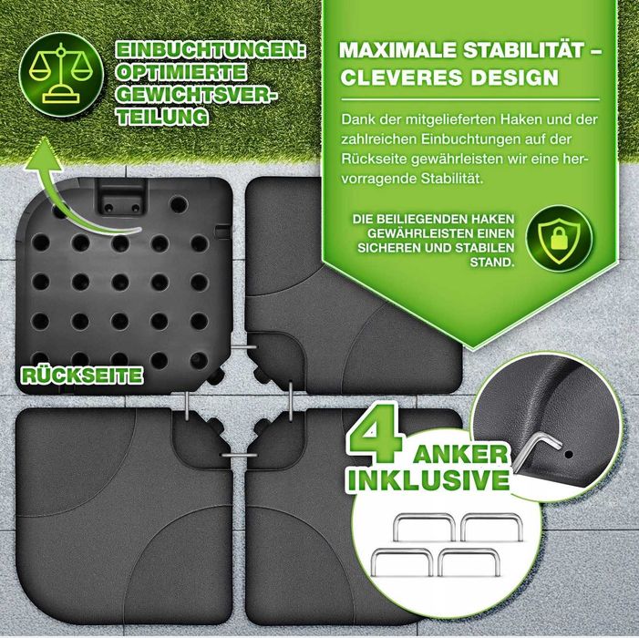 Podstawa obciążenie do parasola ogrodowego 60L 80kg 105x105cm antracyt