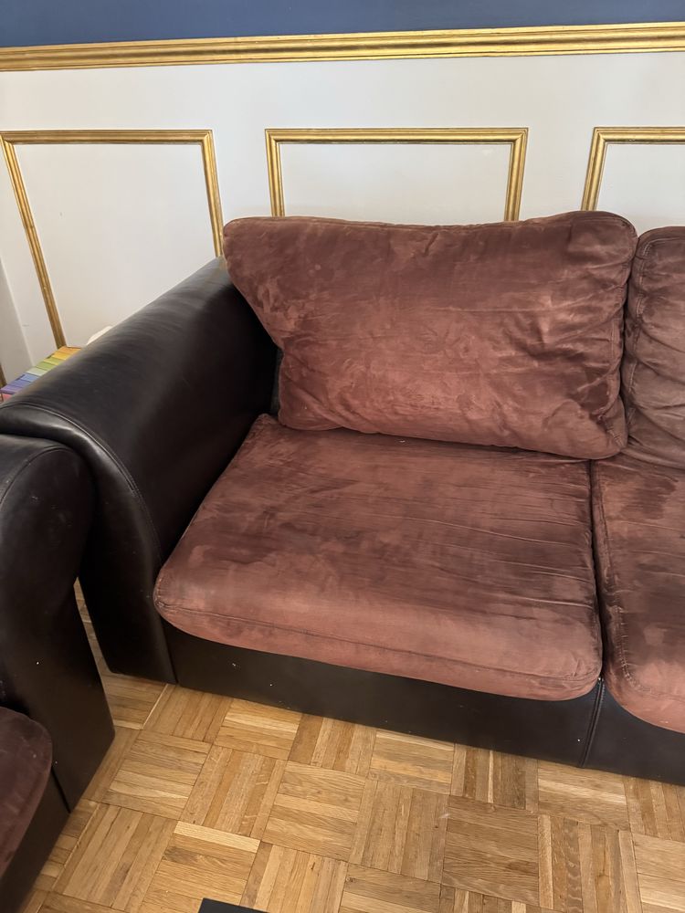 Sofa skorzana brazowa (2 szt.)