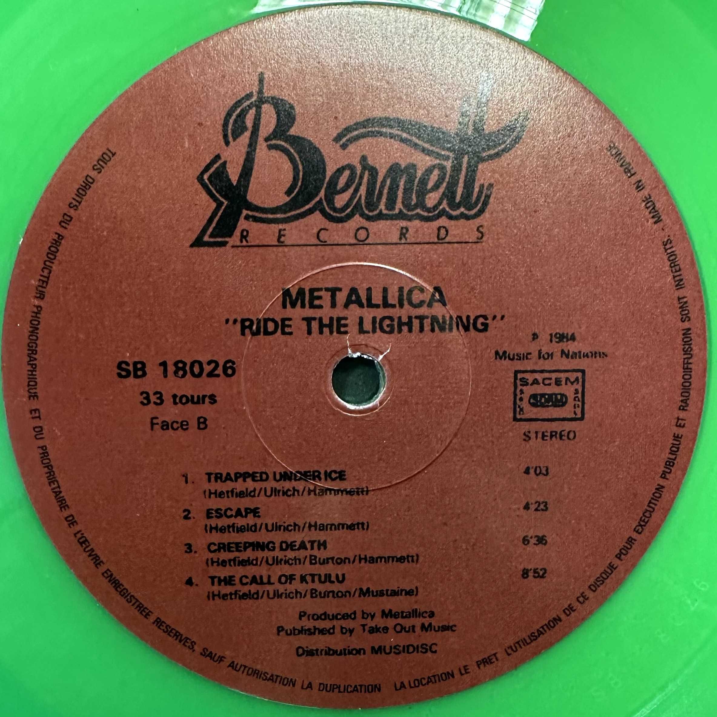 Metallica - Ride the Lightning (Green Vinyl, 2005, France)