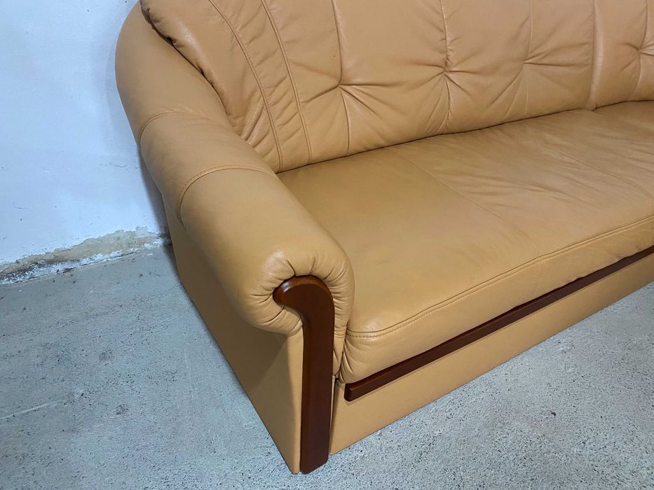 Шкіряний кутовий розкладний диван з натуральноі шкіри