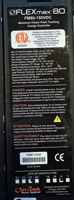Outback Power - MPPT Charge Controller, 3000 Watt