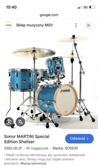 Zestaw Perkusyjny Sonor Martini perkusja + statywy tama classic stopa