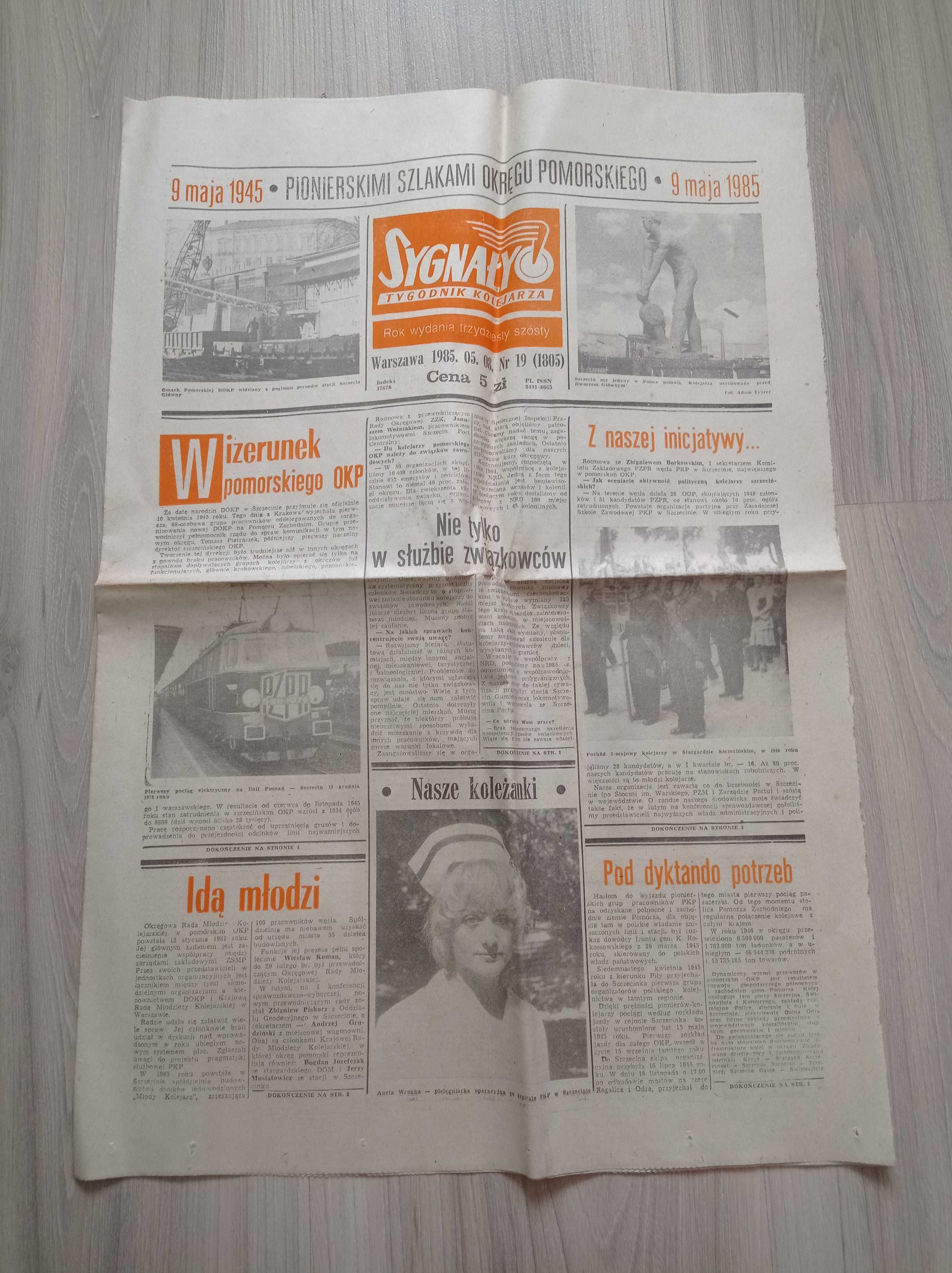 Sygnały tygodnik kolejarza nr 19/1985, 08.05.1985