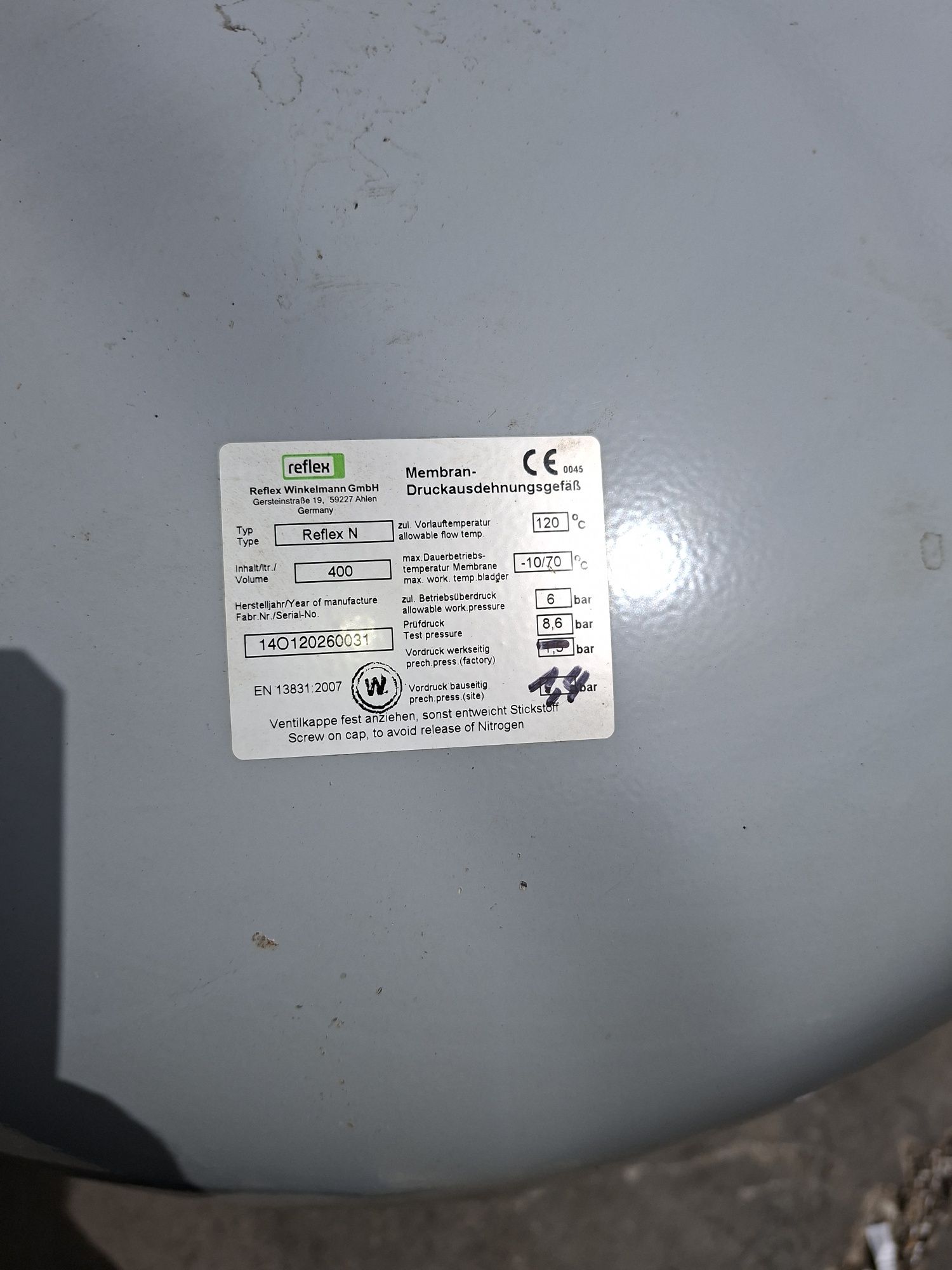 Naczynie przeponowe Reflex N 400