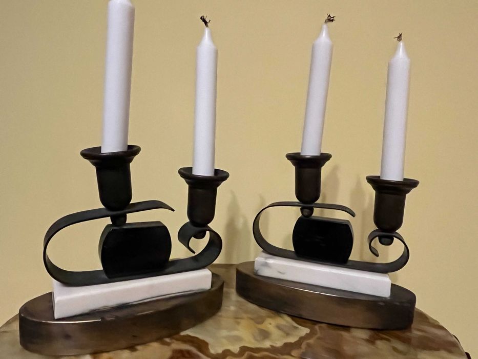2 świeczniki w stylu art deco