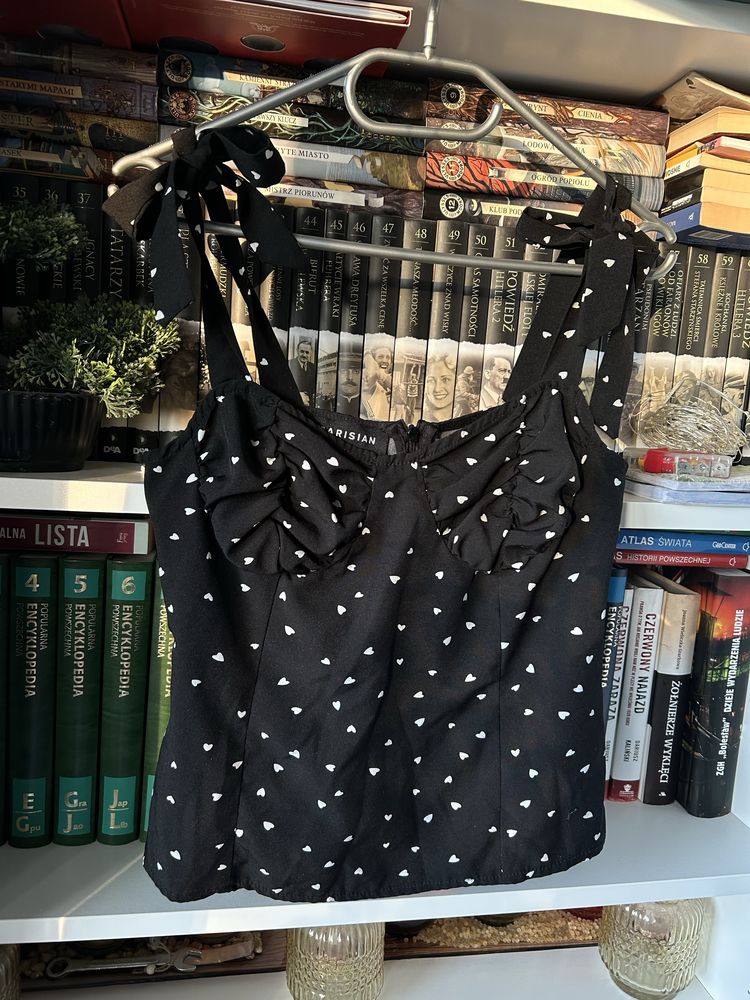 Czarna bluzka w serduszka parisian 38