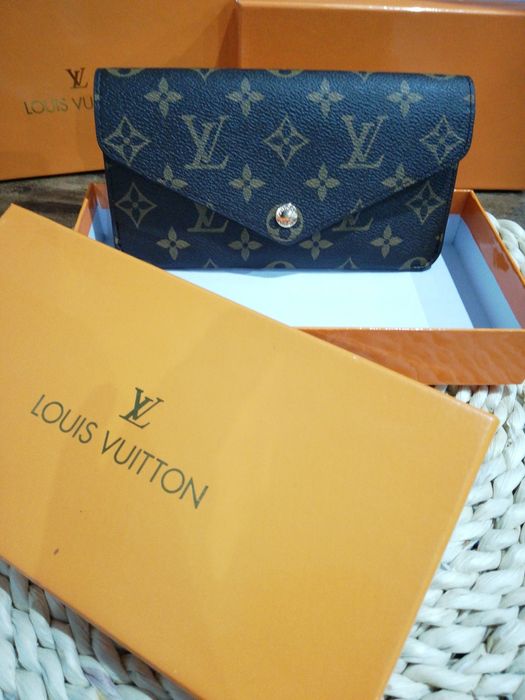 Piękny portfel czarny monogram jakość komplet Louis Vuitton