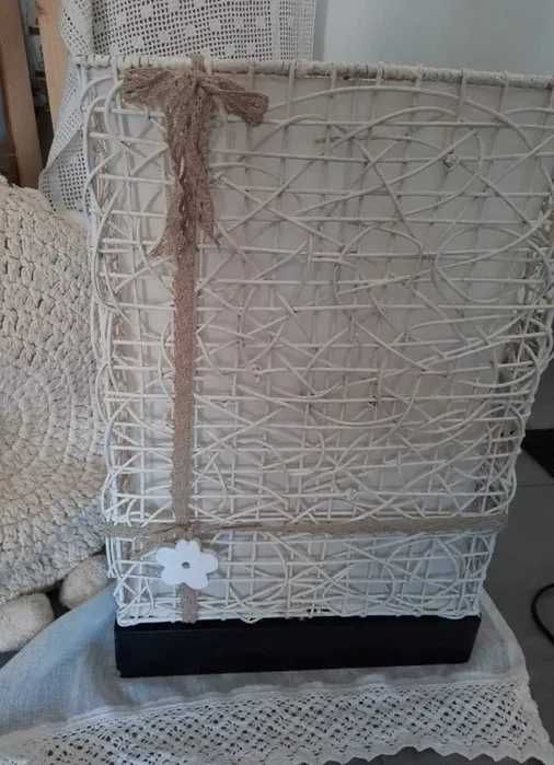 Lampa wiklinowa kremowa podłogowa handmade