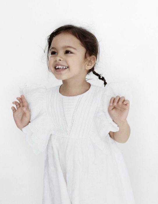 Zara sukienka biała boho haft falbanki 104