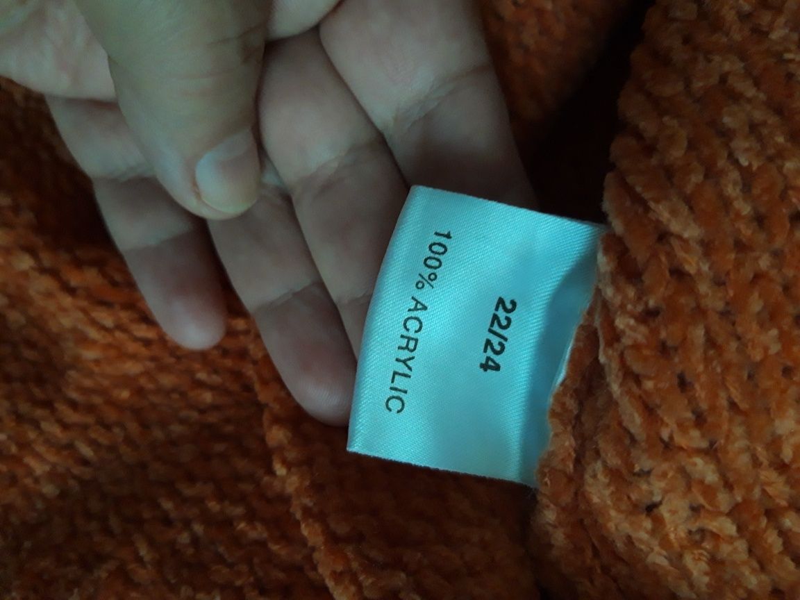 Dłuższy sweter orange plus size rozmiar 48/50/52  6XL
