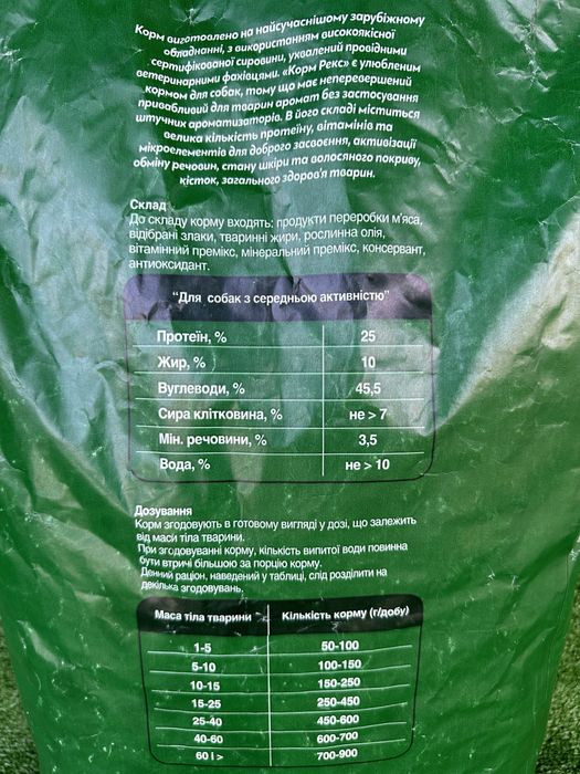 Діє акція! Корм для собак середньої активності Рекс 10кг безкоштовна д