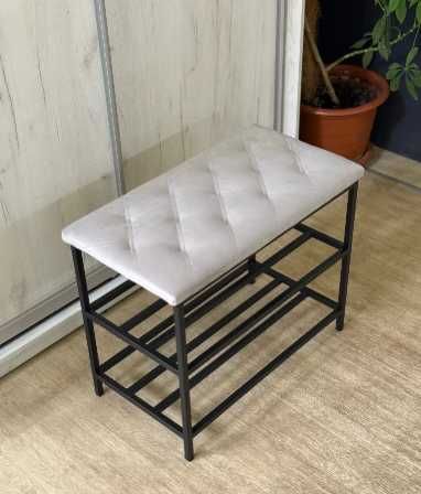 Пуф для взуття з м’яким велюровим сидінням