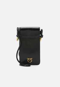 Pinko, skórzana torebka na telefon case shiny vinta w kolorze czarnym.