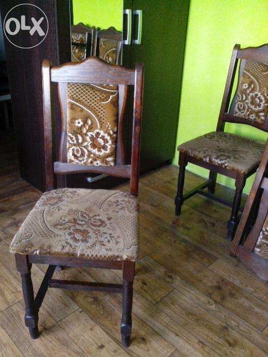 Stół owalny drewniany i krzesła