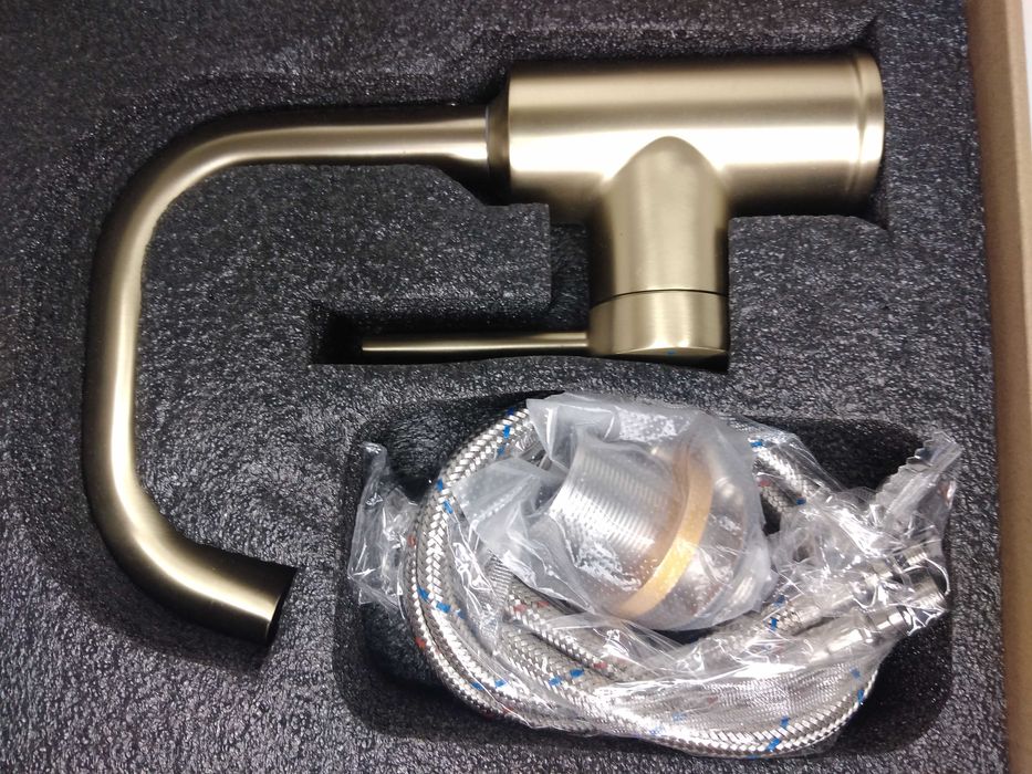 KRAN Bateria Zlewozmywakowa obrotowa 360°C Szczotkowane ZŁOTO-KeeGone