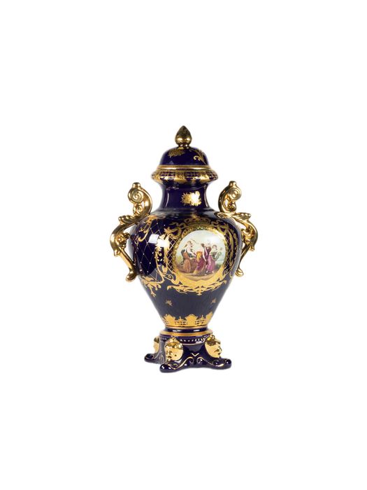 Vaso ânfora porcelana azul | Retier