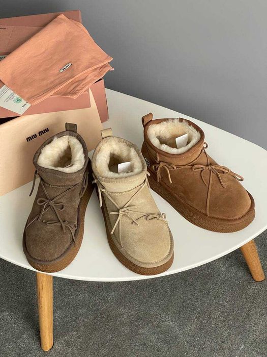 Женские зимние ботинки Miu Miu Winter Boot Мех зимові черевики Міу Міу