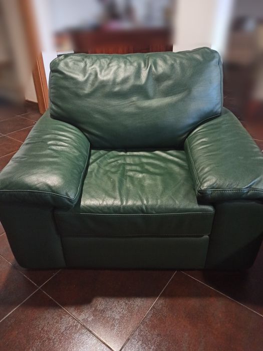 Sofá de pele verde