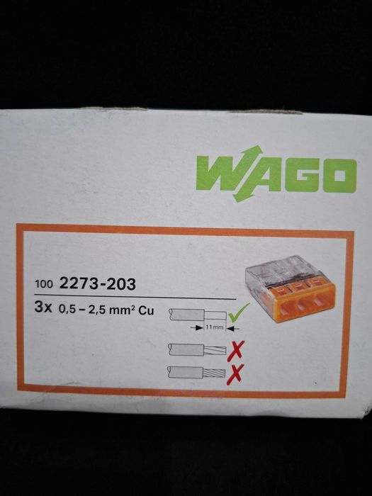 NOWE złączki Wago 2273.203 złączka zaciskowa instalacyjna 100 sztuk