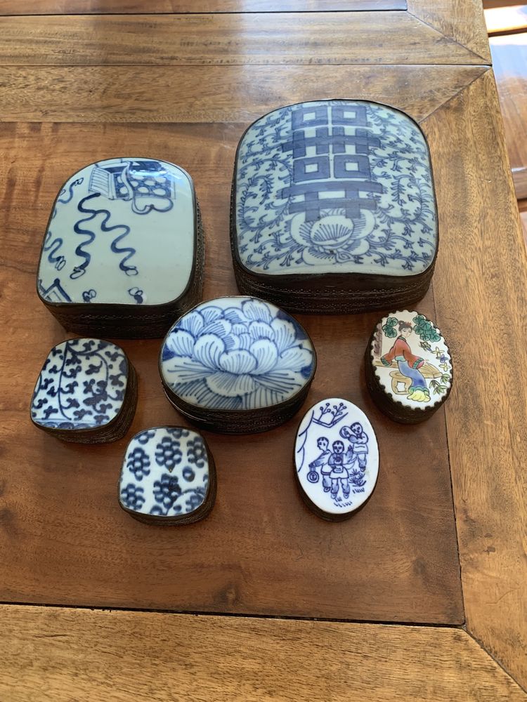 Caixas em prata e porcelana chinesa