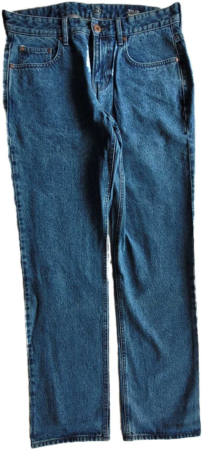 Niebieskie spodnie jeans męskie W34 L34.