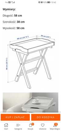 Stolik Ikea MARYD prostokątny 58 x 38 x 58cm odcienie szarości