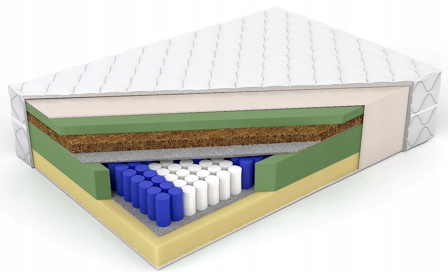 Dobry materac sprężynowy 120x200 visco /kokos , L/Z, 7 st