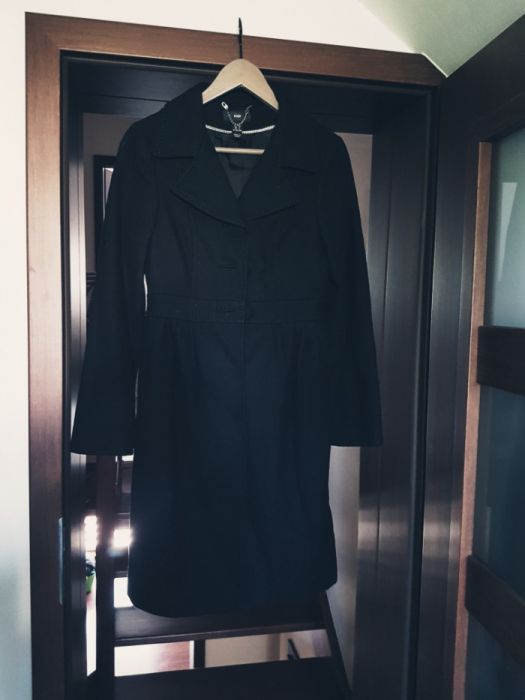 Płaszcz wełna-wiskoza czarny H&M rozmiar 34