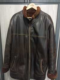Куртка кожаная зимняя мужская, размер 52