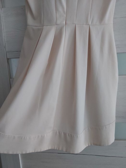 Piękna sukienka Marelina 36 beż na wesele komunię asymetryczna taliowa