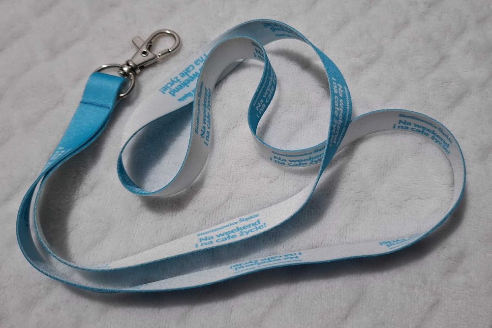 Smyczka 46cm, 1,5cm, biała, niebieska, Siemianowice Śląskie