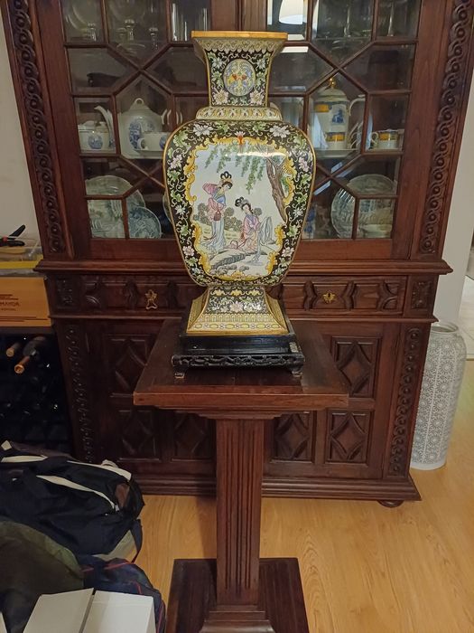 Jarrão pintura chinesa c/suporte