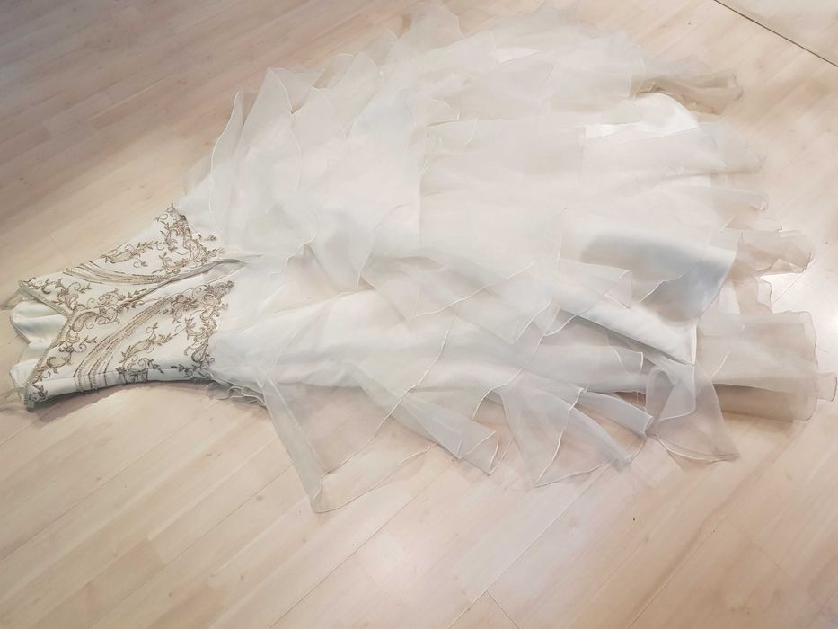 S M strój sukienka do ślubu ślubna królewna księżniczka nr 2487