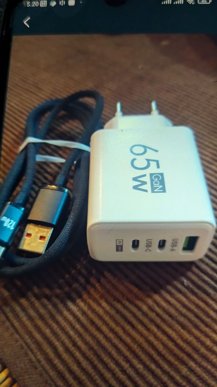 Швидка зарядка 120 Вт плюс кабель USB + type-c