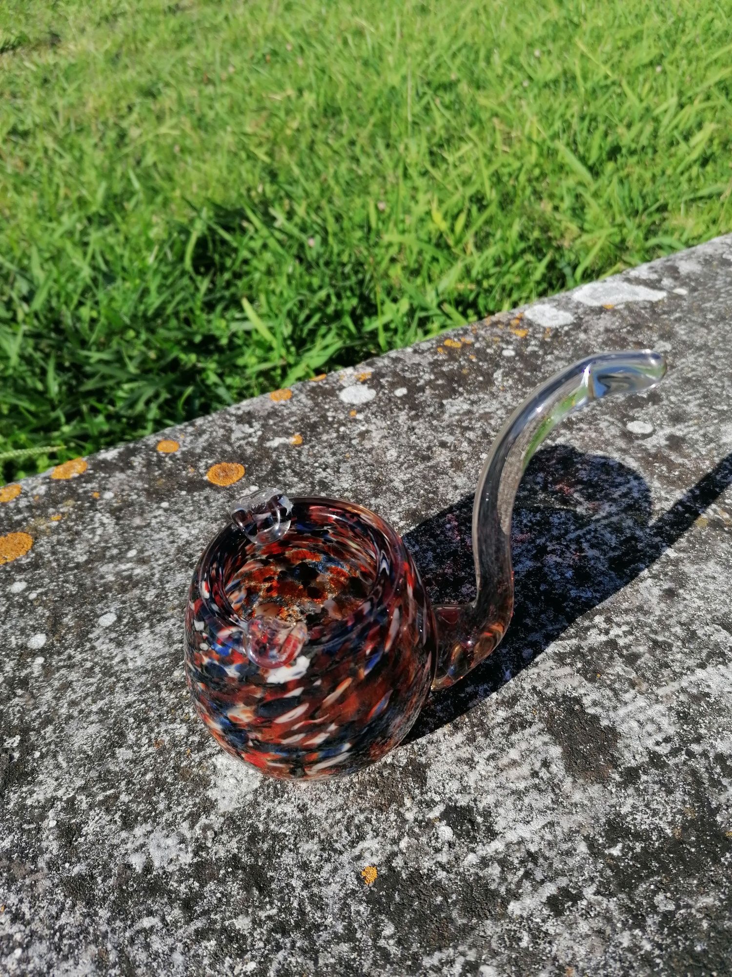 Cinzeiro em forma de cachimbo em vidro murano