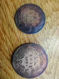 2 moedas de 10 e 20 reis de 1884