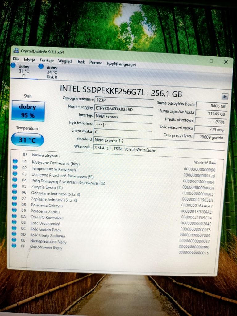 Dysk Intel SSD m2 używany 256 gb