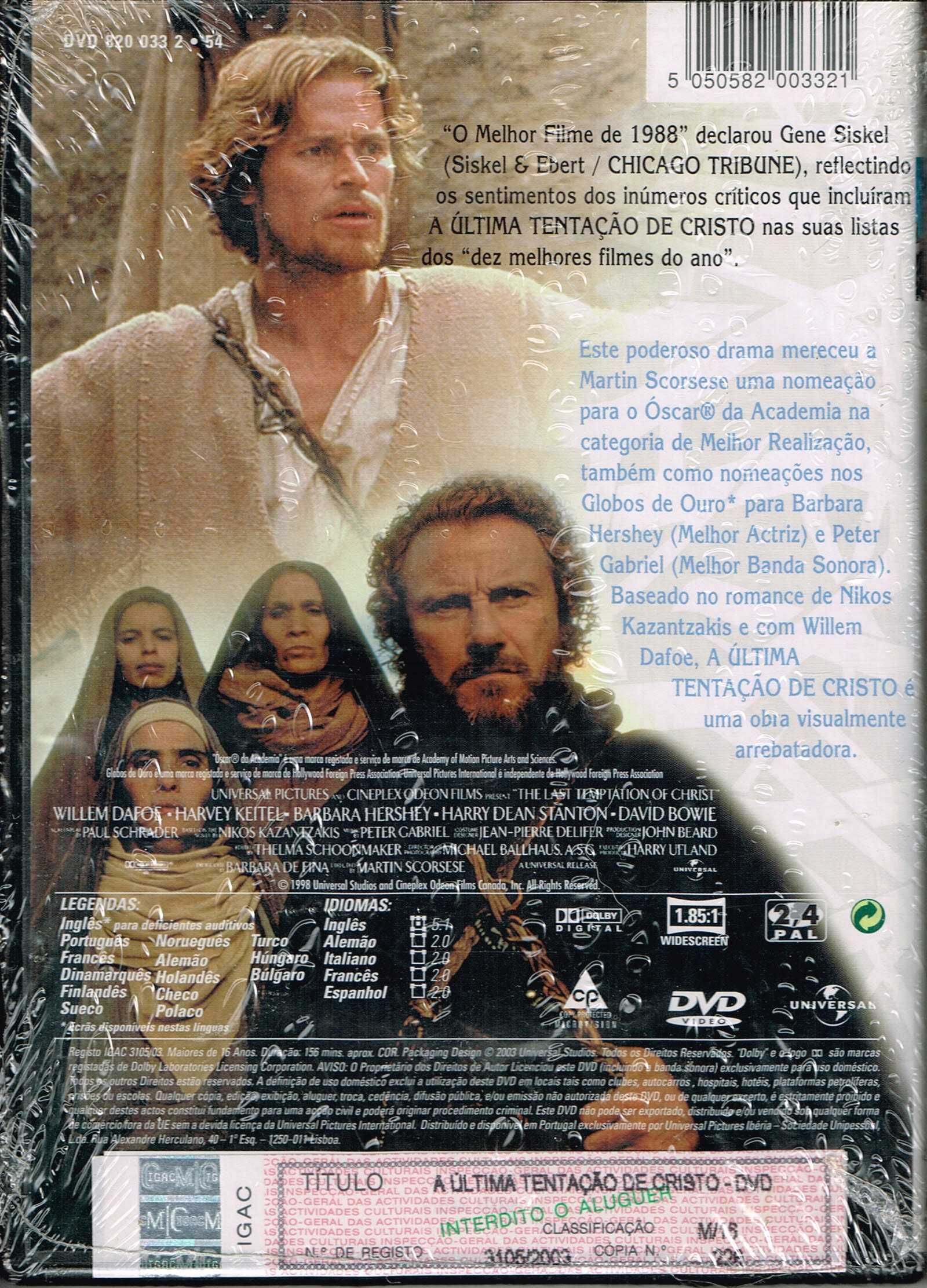 Filme em DVD: A Última Tentação de Cristo (Scorsese) - NOVO! SELADO!