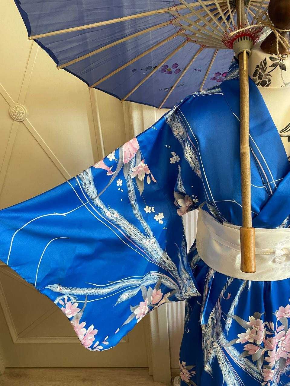 Японская юката, платье длинное гейша, винтажное кимоно, Хаори