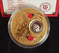 Монета Серебро с Золотом "Божья Коровка" Подарок на Счастье,Удачу
