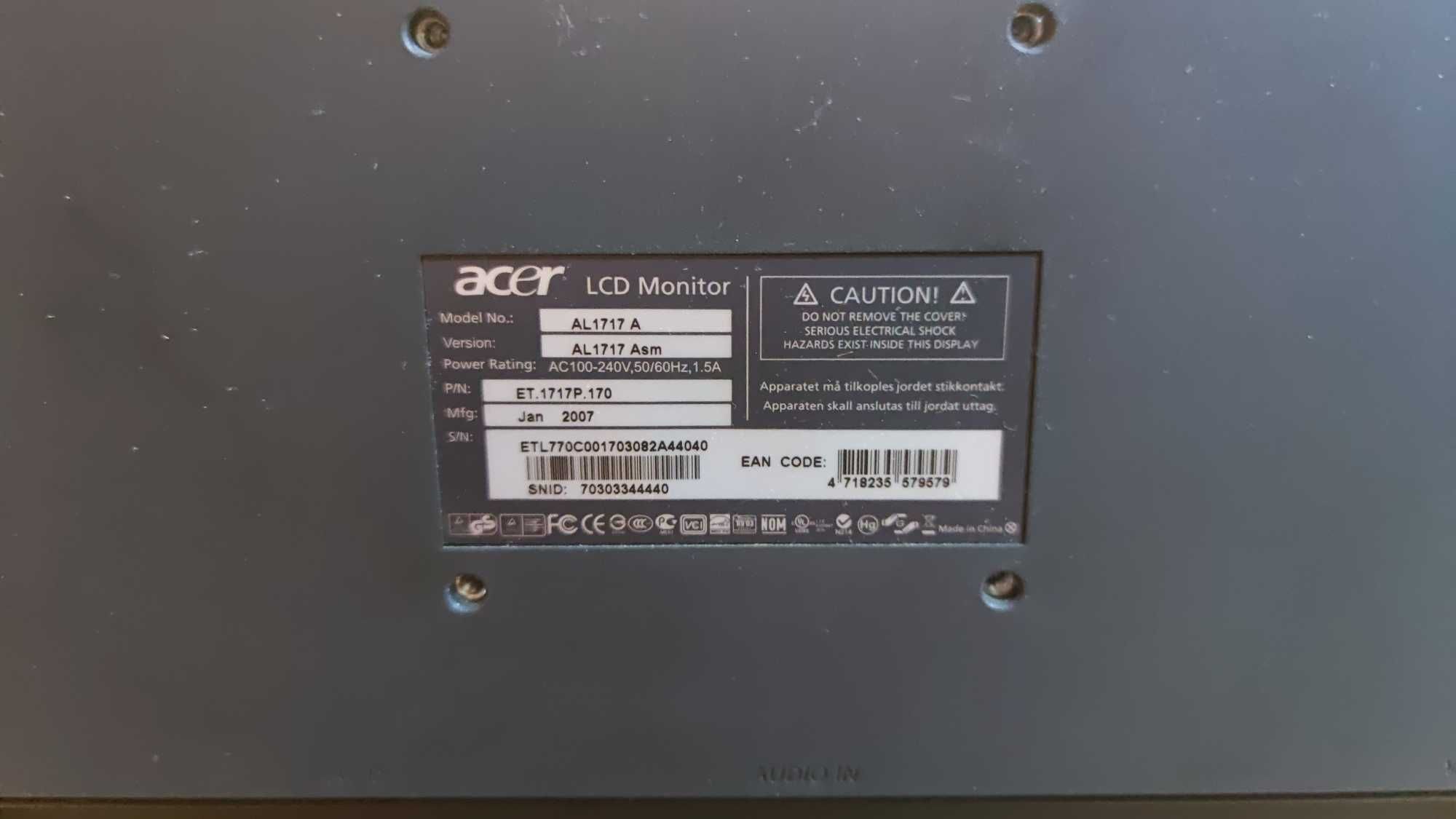 Монітор Acer AL1717 A – 17" / 1280×1024