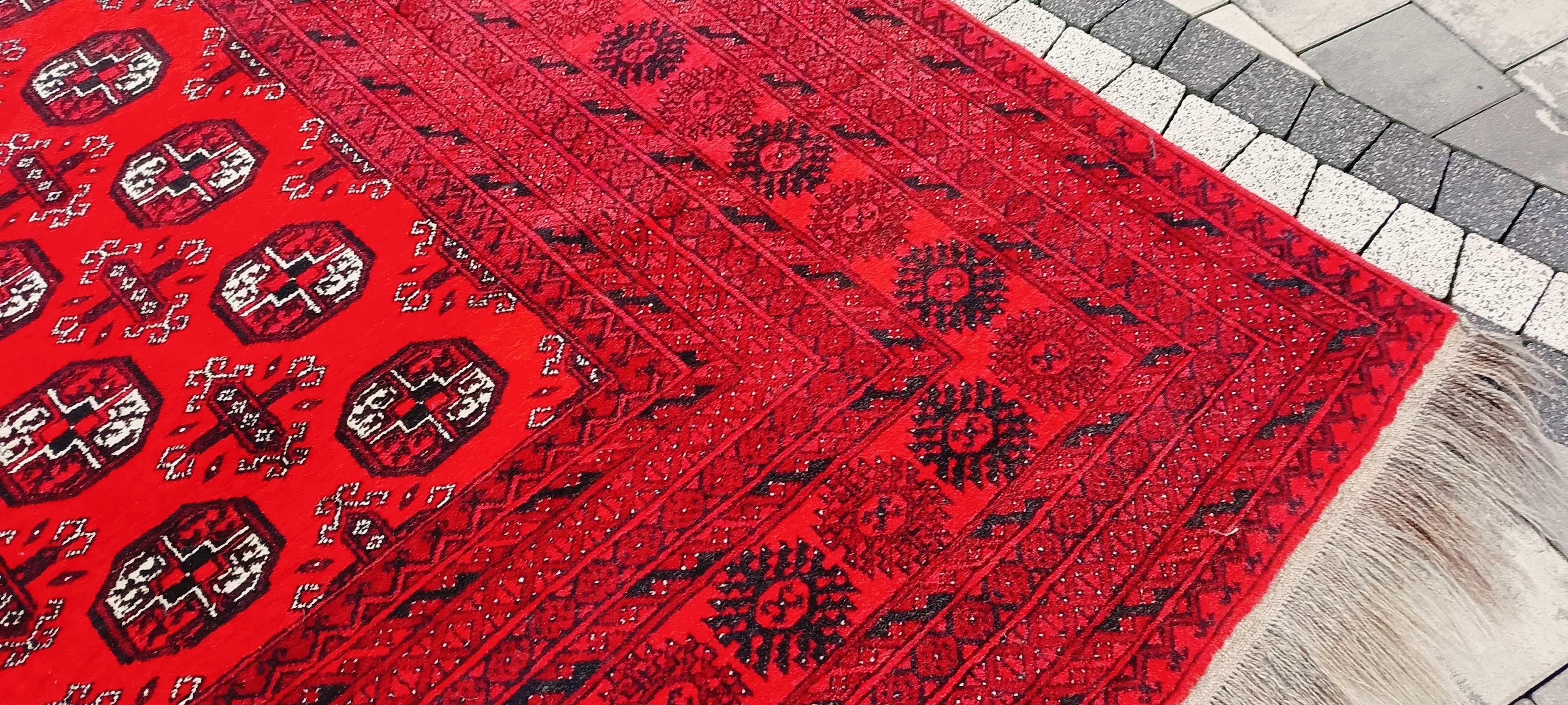 Afgan Turkmeński dywan wełniany 320 x 222 tkany ręcznie piękny