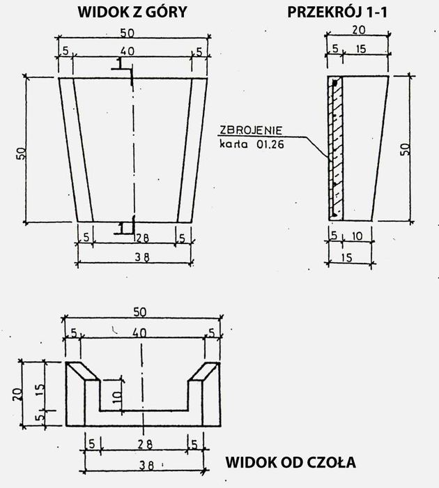 Koryto trapezowe skarpowe 500/380 kped 01.25