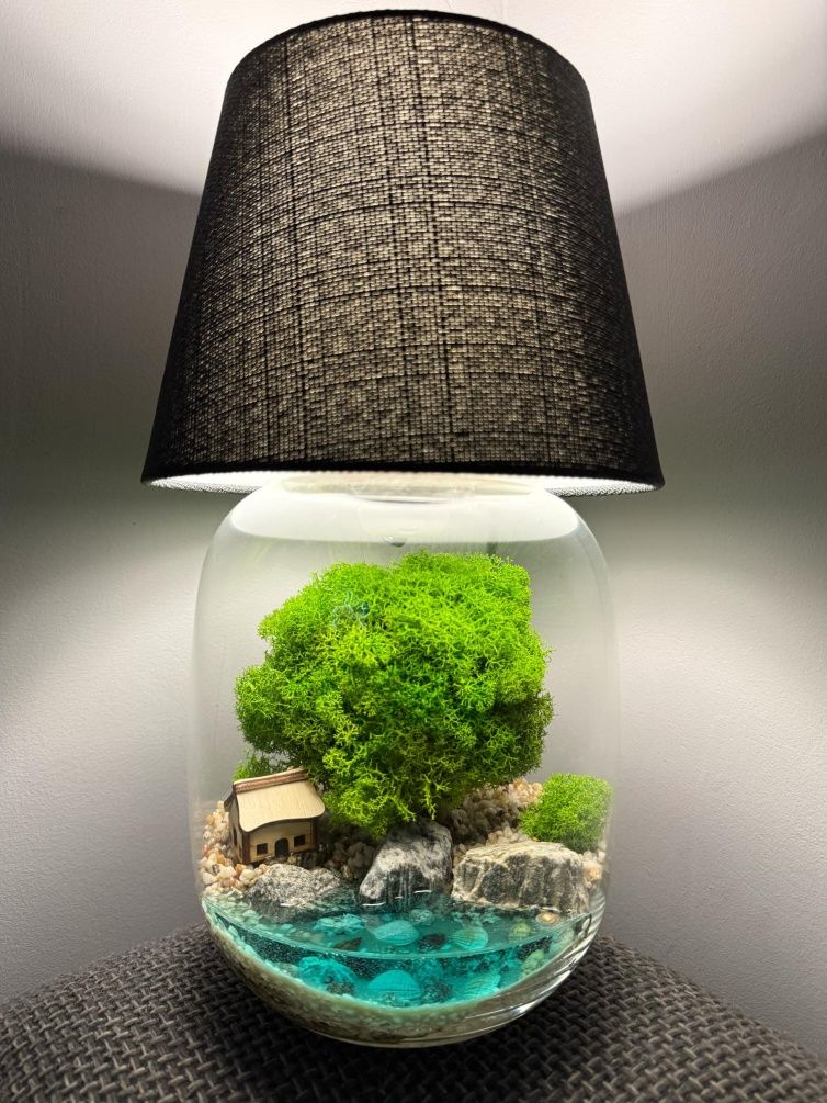 Lampka Las w szkle/ Leśna lampa - nie wymaga pielęgnacji - prezent!