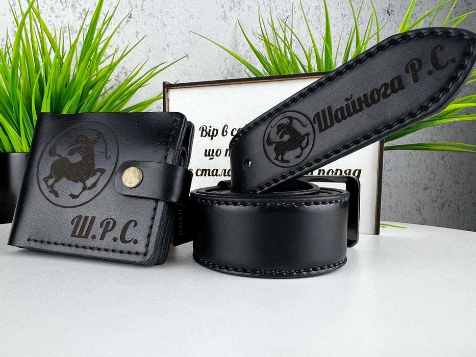 Мужской кожаный ремень | Кожаный кошелек | Гаманець