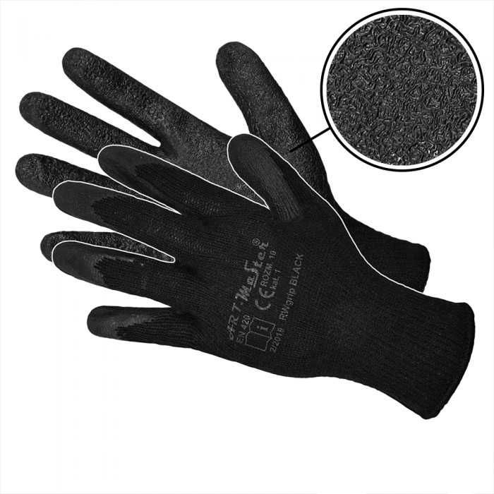 Перчатки рабочие RWGRIP BLACK рукавиці латексні трикотажні 432