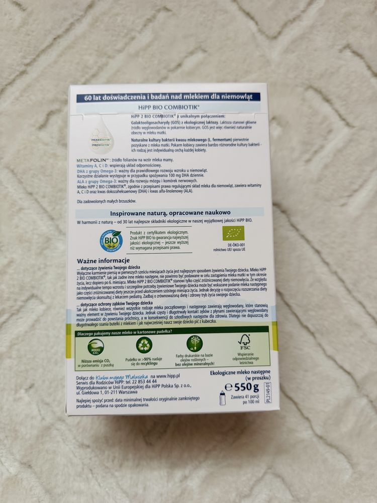 Hipp Bio Combiotik 2 mleko modyfikowane 550g