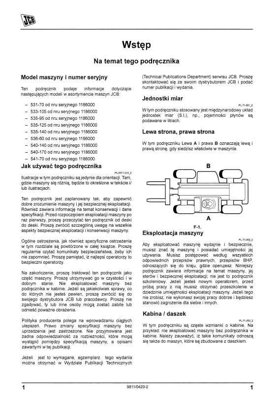 Instrukcja obsługi JCB 536-60, 540-140, 540-170, 541-70 PL